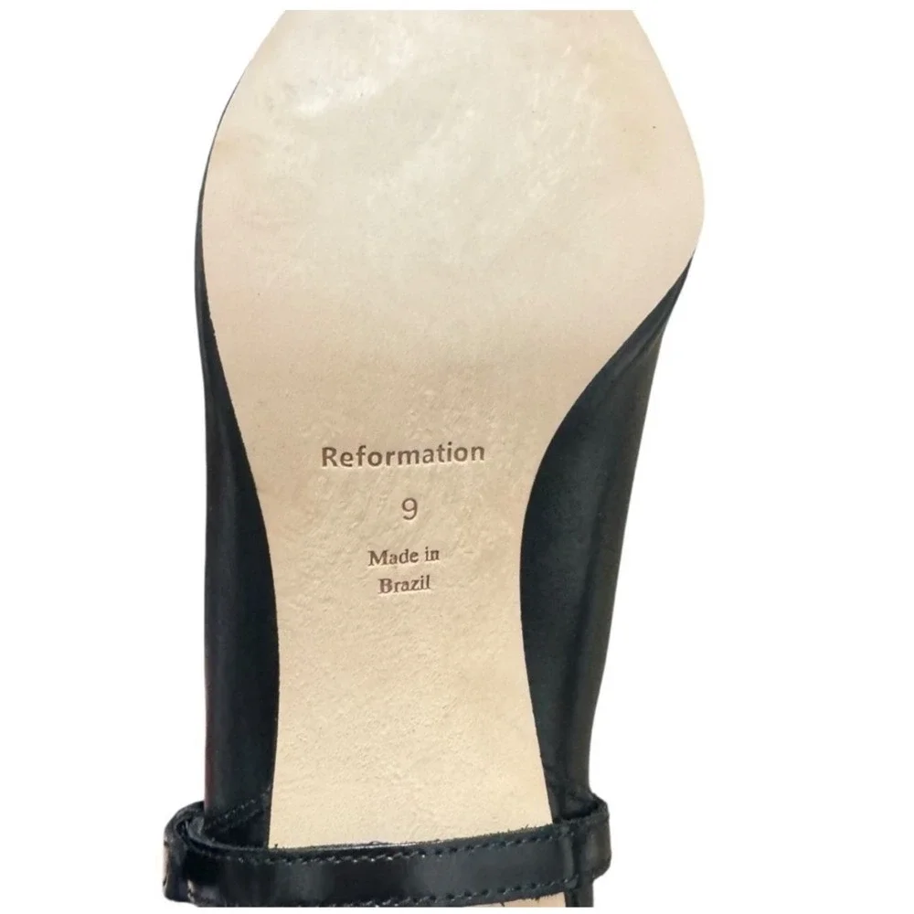 New Reformation Gaelle Knee Boots Sz 9 Black Leather New Buckle Detail Tall Heel